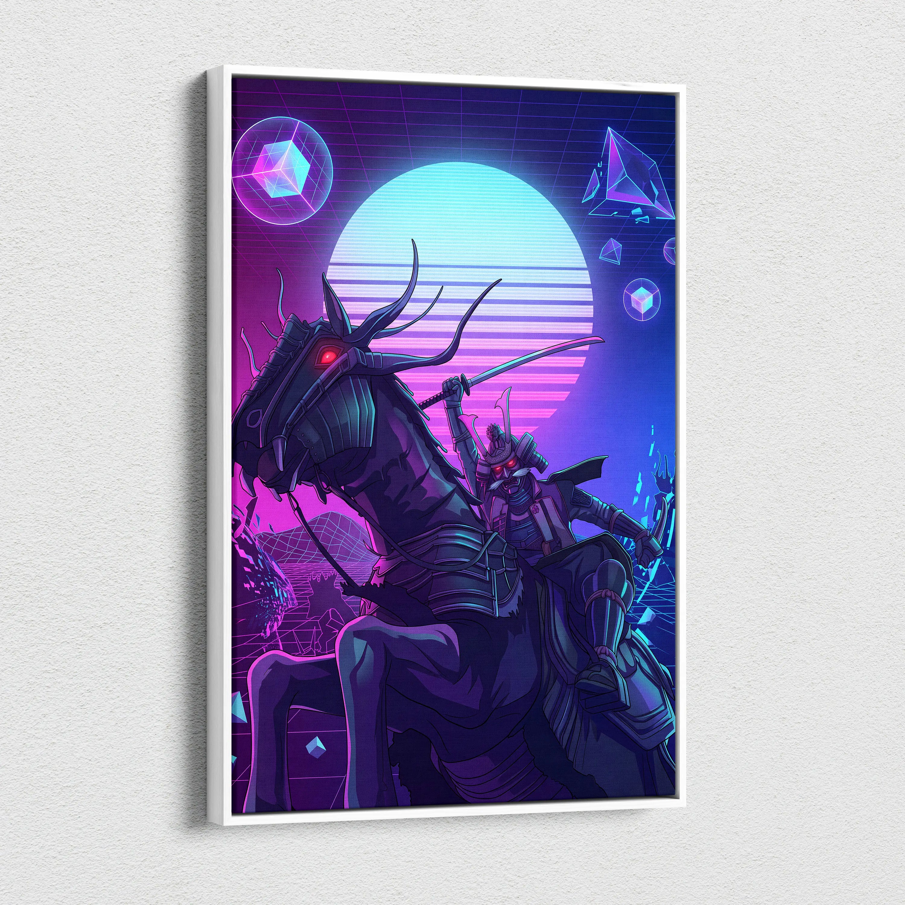 Vaporwave Neon Dragon Canvas - Dragon Neon Colors Pink Purple Living Room Vaporwave Mystical Mood Retro Futurism Canvas