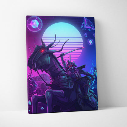 Vaporwave Neon Dragon Canvas - Dragon Neon Colors Pink Purple Living Room Vaporwave Mystical Mood Retro Futurism Canvas