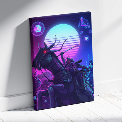 Vaporwave Neon Dragon Canvas - Dragon Neon Colors Pink Purple Living Room Vaporwave Mystical Mood Retro Futurism Canvas