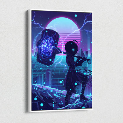 Vaporwave Neon Saga Canvas - Vaporwave Neon Art Purple Pink Blue Living Room Retro Dreamy Nostalgic Neon Decor Canvas