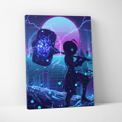 Vaporwave Neon Saga Canvas - Vaporwave Neon Art Purple Pink Blue Living Room Retro Dreamy Nostalgic Neon Decor Canvas