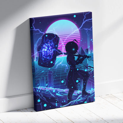 Vaporwave Neon Saga Canvas - Vaporwave Neon Art Purple Pink Blue Living Room Retro Dreamy Nostalgic Neon Decor Canvas