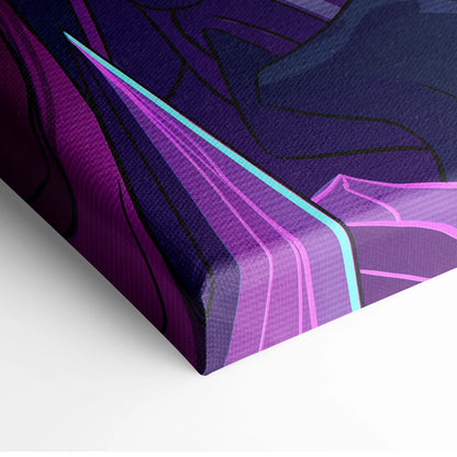 Vaporwave Neon Dreamscape Canvas - Neon Warrior Pink Purple Teal Room Vaporwave Moody Retro-Futurism Wall Art Canvas
