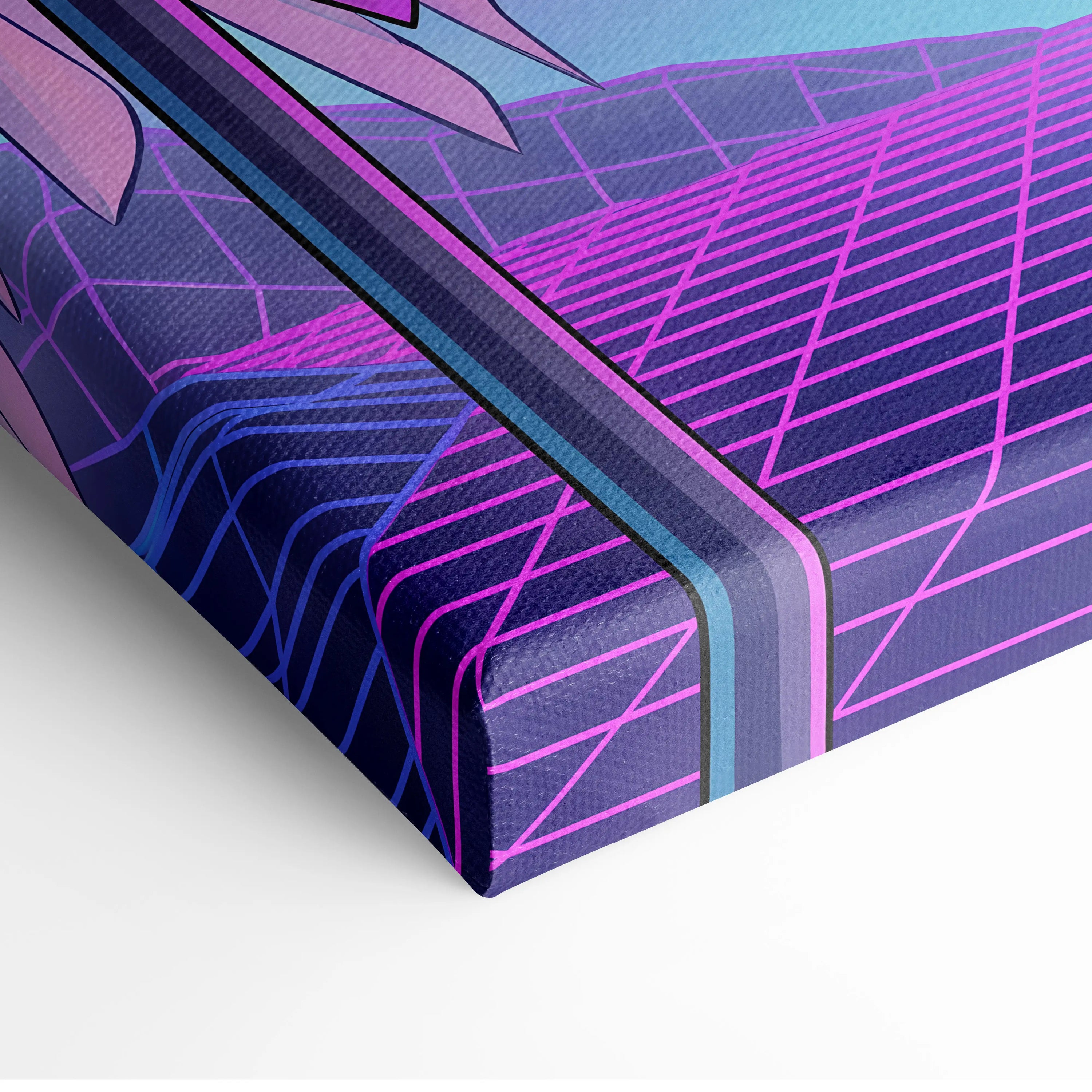 Vaporwave Neon Dream Canvas - Winged Valkyrie Neon Pink Blue Living Room Vaporwave Dreamy RetroFuturism Cyberpunk Canvas
