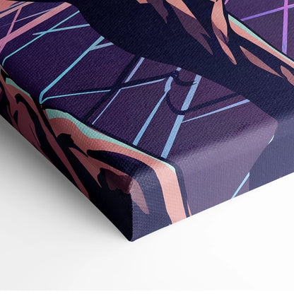 Vaporwave Neon Fantasy Canvas - Mythic Creature Neon Pink Cyan Home Vaporwave Electric Mood Wall Art Canvas