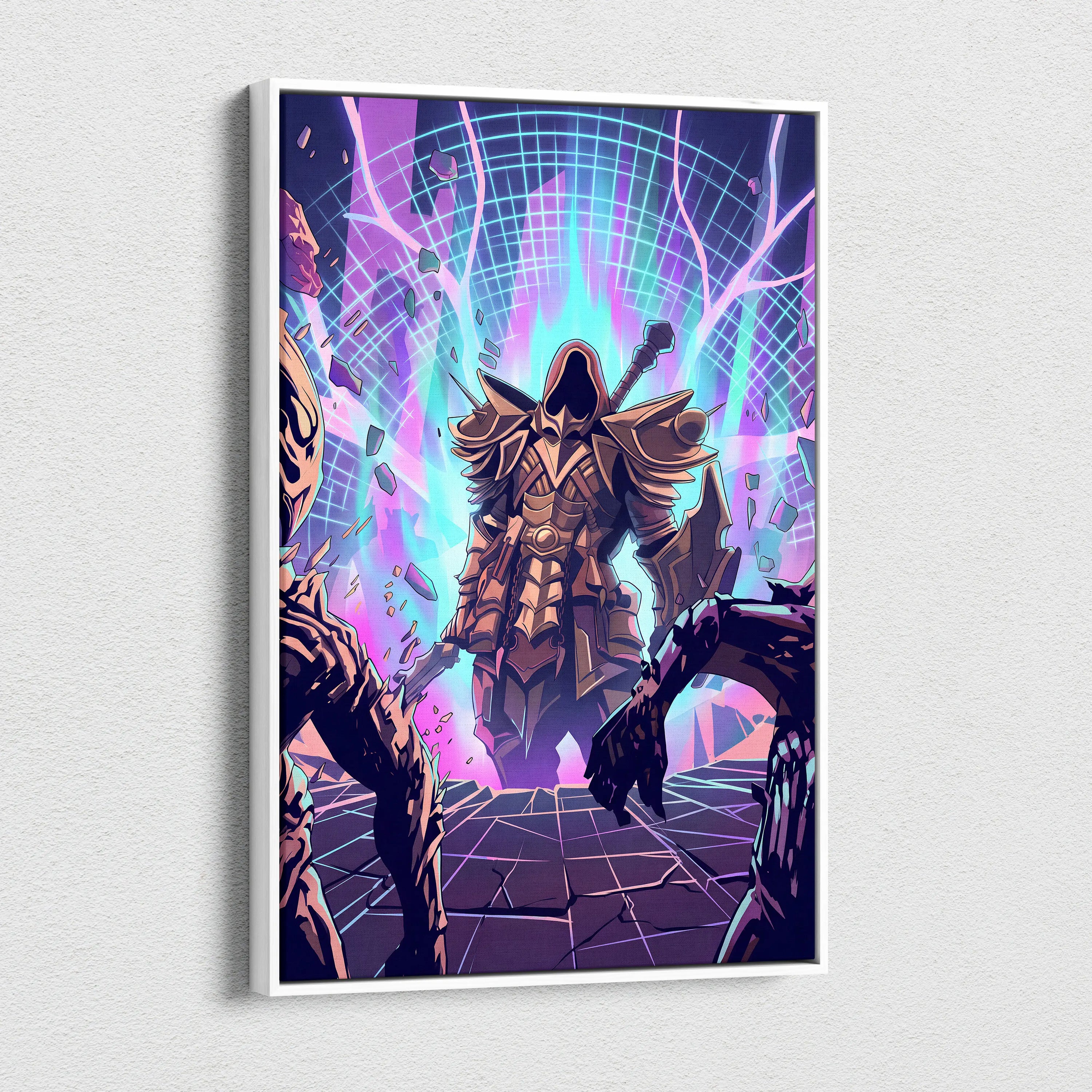 Vaporwave Neon Fantasy Canvas - Mythic Creature Neon Pink Cyan Home Vaporwave Electric Mood Wall Art Canvas