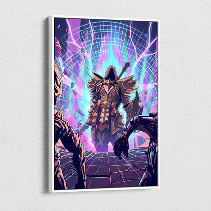 Vaporwave Neon Fantasy Canvas - Mythic Creature Neon Pink Cyan Home Vaporwave Electric Mood Wall Art Canvas