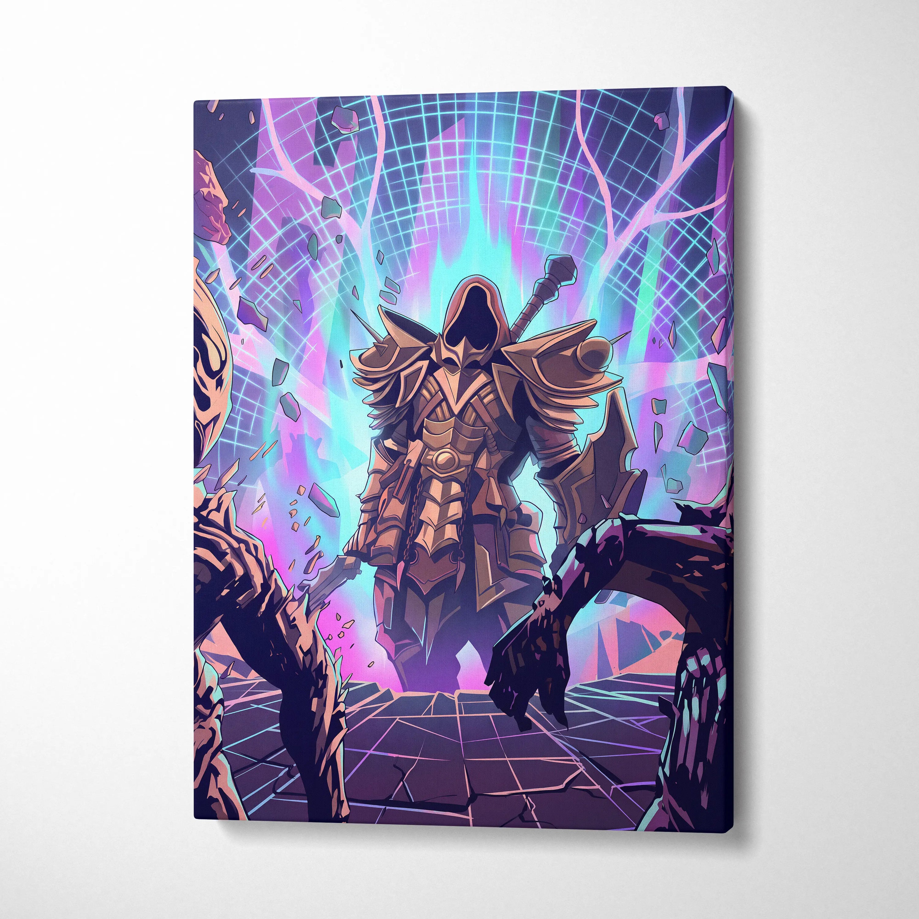 Vaporwave Neon Fantasy Canvas - Mythic Creature Neon Pink Cyan Home Vaporwave Electric Mood Wall Art Canvas