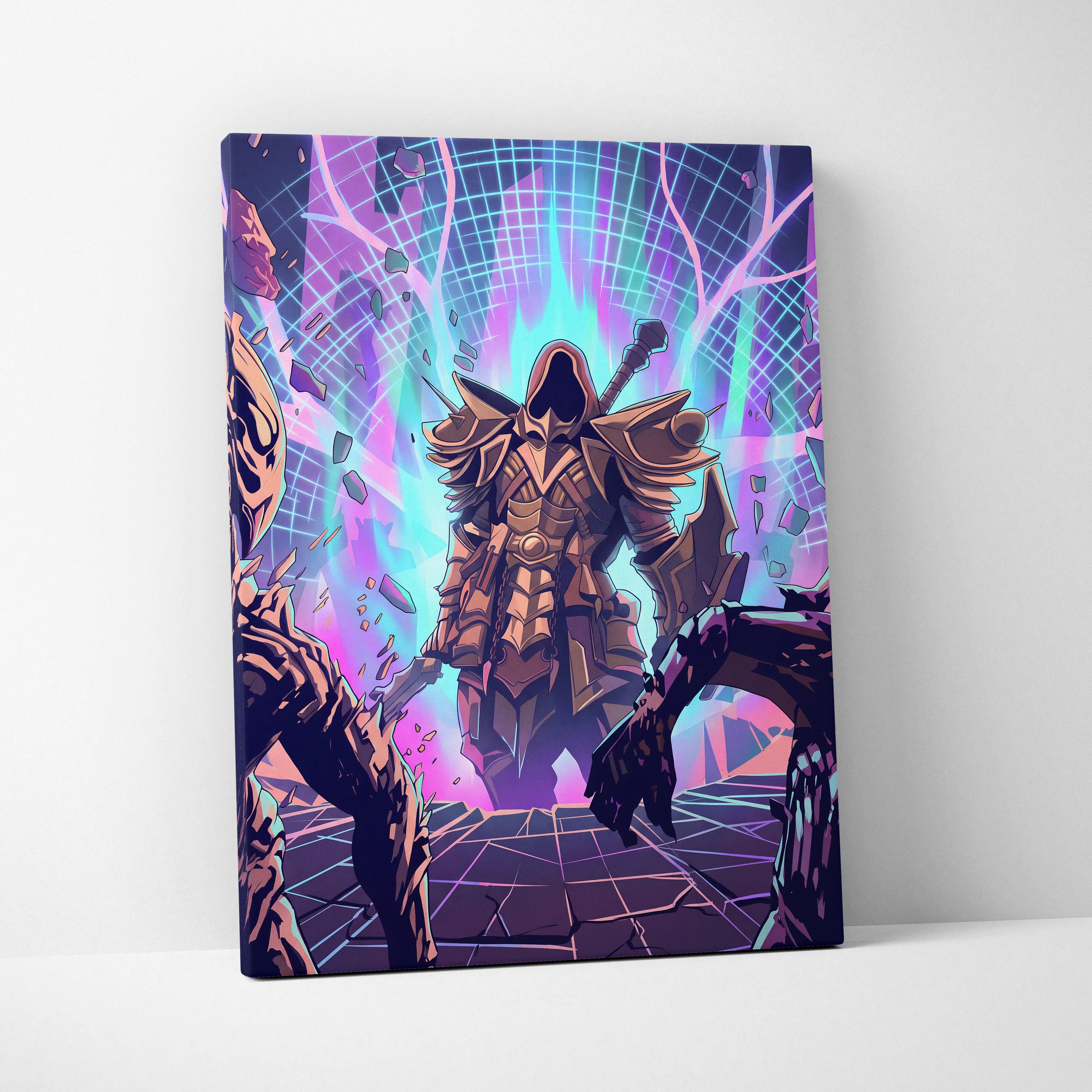 Vaporwave Neon Fantasy Canvas - Mythic Creature Neon Pink Cyan Home Vaporwave Electric Mood Wall Art Canvas