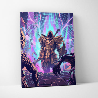 Vaporwave Neon Fantasy Canvas - Mythic Creature Neon Pink Cyan Home Vaporwave Electric Mood Wall Art Canvas