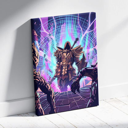 Vaporwave Neon Fantasy Canvas - Mythic Creature Neon Pink Cyan Home Vaporwave Electric Mood Wall Art Canvas