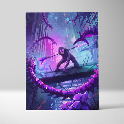 Vaporwave Neon Fantasy Canvas - Vaporwave Scene Purple Neon Living Room Dreamy Atmosphere Cyberpunk Wall Art Canvas