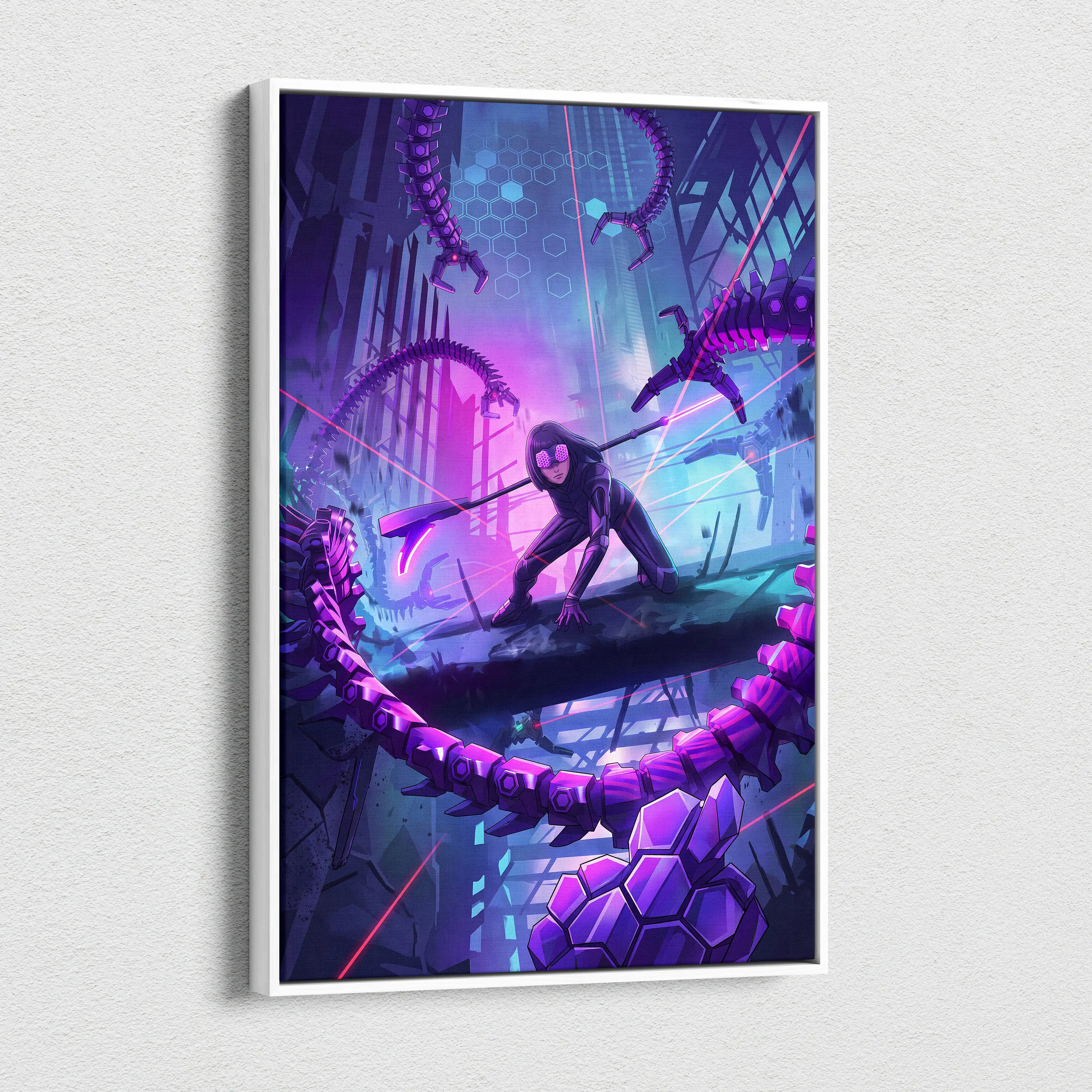 Vaporwave Neon Fantasy Canvas - Vaporwave Scene Purple Neon Living Room Dreamy Atmosphere Cyberpunk Wall Art Canvas