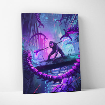 Vaporwave Neon Fantasy Canvas - Vaporwave Scene Purple Neon Living Room Dreamy Atmosphere Cyberpunk Wall Art Canvas