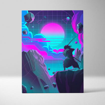 Vaporwave Neon Fantasy Canvas - Vaporwave Fantasy Canvas Neon Pink Teal Mood Dreamy Atmospheric Wall Art Cyberpunk