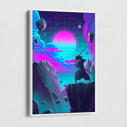 Vaporwave Neon Fantasy Canvas - Vaporwave Fantasy Canvas Neon Pink Teal Mood Dreamy Atmospheric Wall Art Cyberpunk