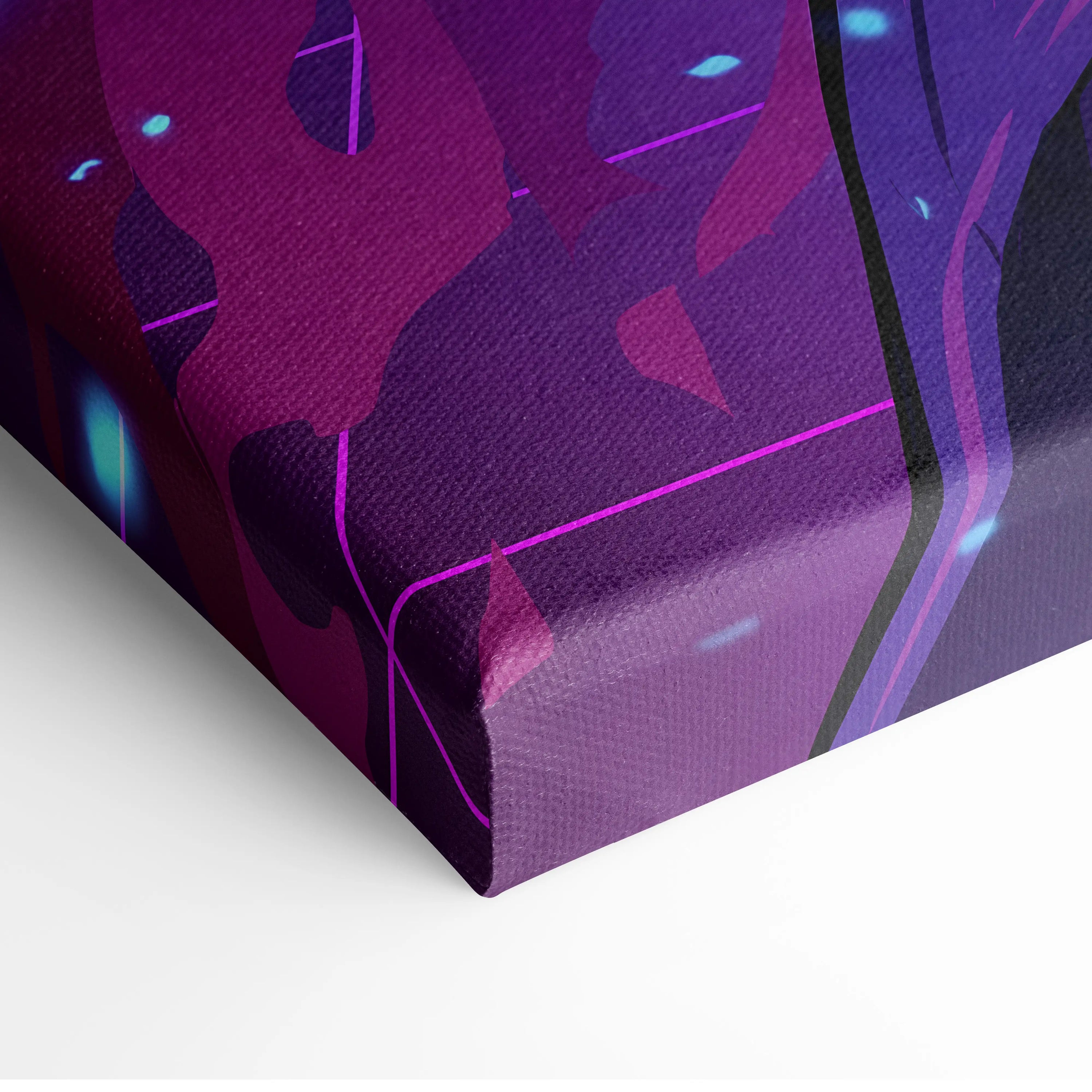 Vaporwave Neon Dream Canvas - Vaporwave Neon Pink Cyan Living Room Retro Mystical Mood Wall Art Canvas