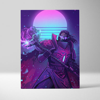 Vaporwave Neon Dream Canvas - Vaporwave Neon Pink Cyan Living Room Retro Mystical Mood Wall Art Canvas