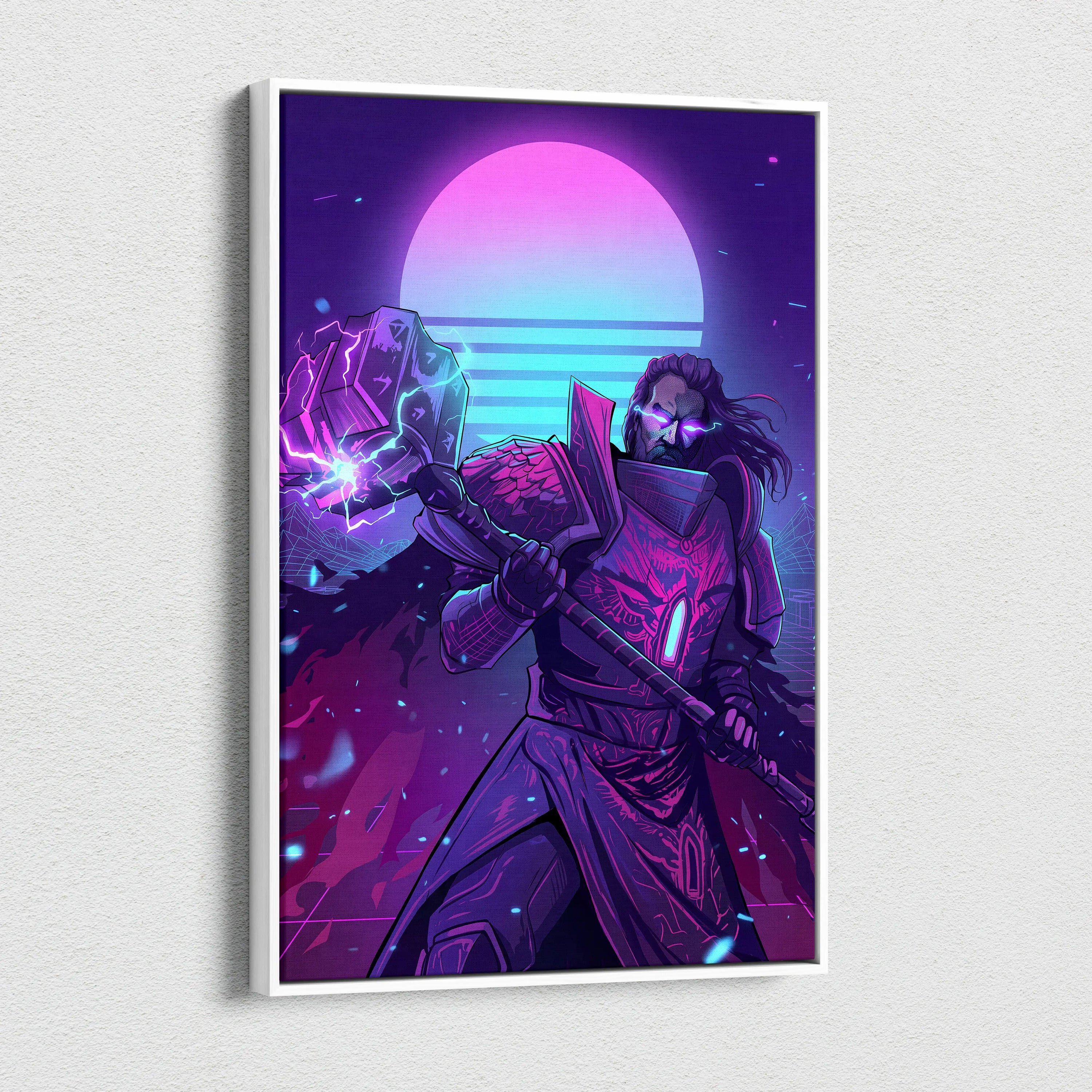 Vaporwave Neon Dream Canvas - Vaporwave Neon Pink Cyan Living Room Retro Mystical Mood Wall Art Canvas