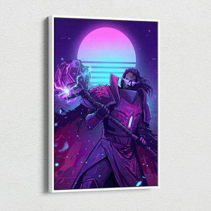 Vaporwave Neon Dream Canvas - Vaporwave Neon Pink Cyan Living Room Retro Mystical Mood Wall Art Canvas