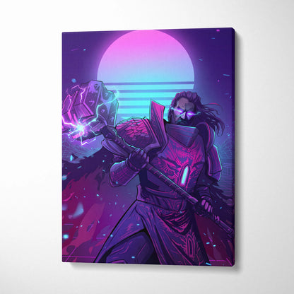 Vaporwave Neon Dream Canvas - Vaporwave Neon Pink Cyan Living Room Retro Mystical Mood Wall Art Canvas