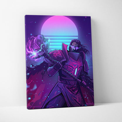 Vaporwave Neon Dream Canvas - Vaporwave Neon Pink Cyan Living Room Retro Mystical Mood Wall Art Canvas