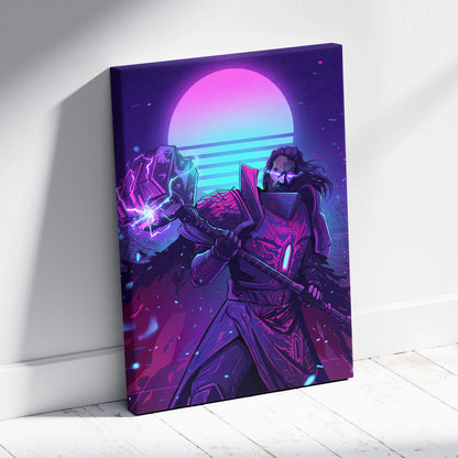 Vaporwave Neon Dream Canvas - Vaporwave Neon Pink Cyan Living Room Retro Mystical Mood Wall Art Canvas