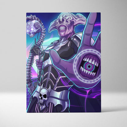 Vaporwave Skull Nebula Art - Skull Neon Purple Blue Living Room Vaporwave Mood Dreamlike Futurism Neon Celestial Canvas