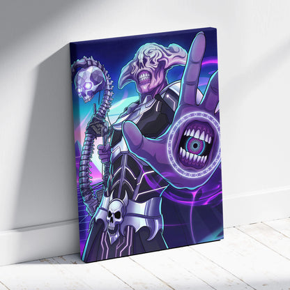 Vaporwave Skull Nebula Art - Skull Neon Purple Blue Living Room Vaporwave Mood Dreamlike Futurism Neon Celestial Canvas