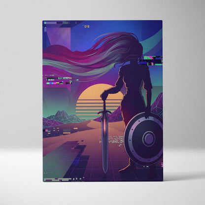 Vaporwave Neon Dream Canvas - Vaporwave Figure Neon Pink Purple Blue Living Room Decor Vaporwave Dreamy Mood Neon Neo-Retro Futurism Museum Canvas