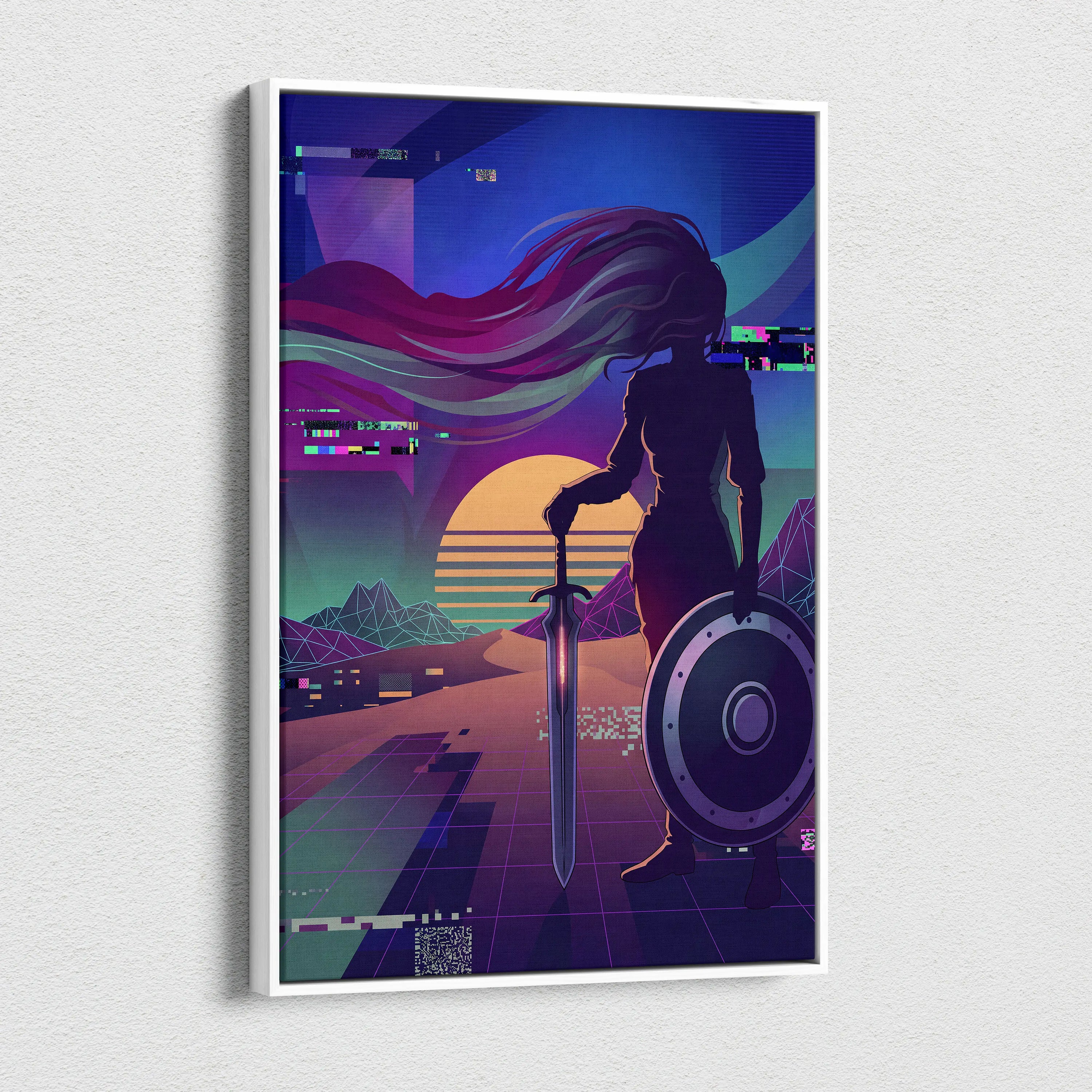Vaporwave Neon Dream Canvas - Vaporwave Figure Neon Pink Purple Blue Living Room Decor Vaporwave Dreamy Mood Neon Neo-Retro Futurism Museum Canvas