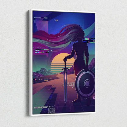 Vaporwave Neon Dream Canvas - Vaporwave Figure Neon Pink Purple Blue Living Room Decor Vaporwave Dreamy Mood Neon Neo-Retro Futurism Museum Canvas