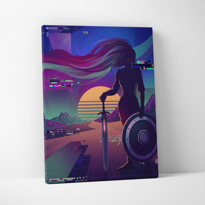 Vaporwave Neon Dream Canvas - Vaporwave Figure Neon Pink Purple Blue Living Room Decor Vaporwave Dreamy Mood Neon Neo-Retro Futurism Museum Canvas