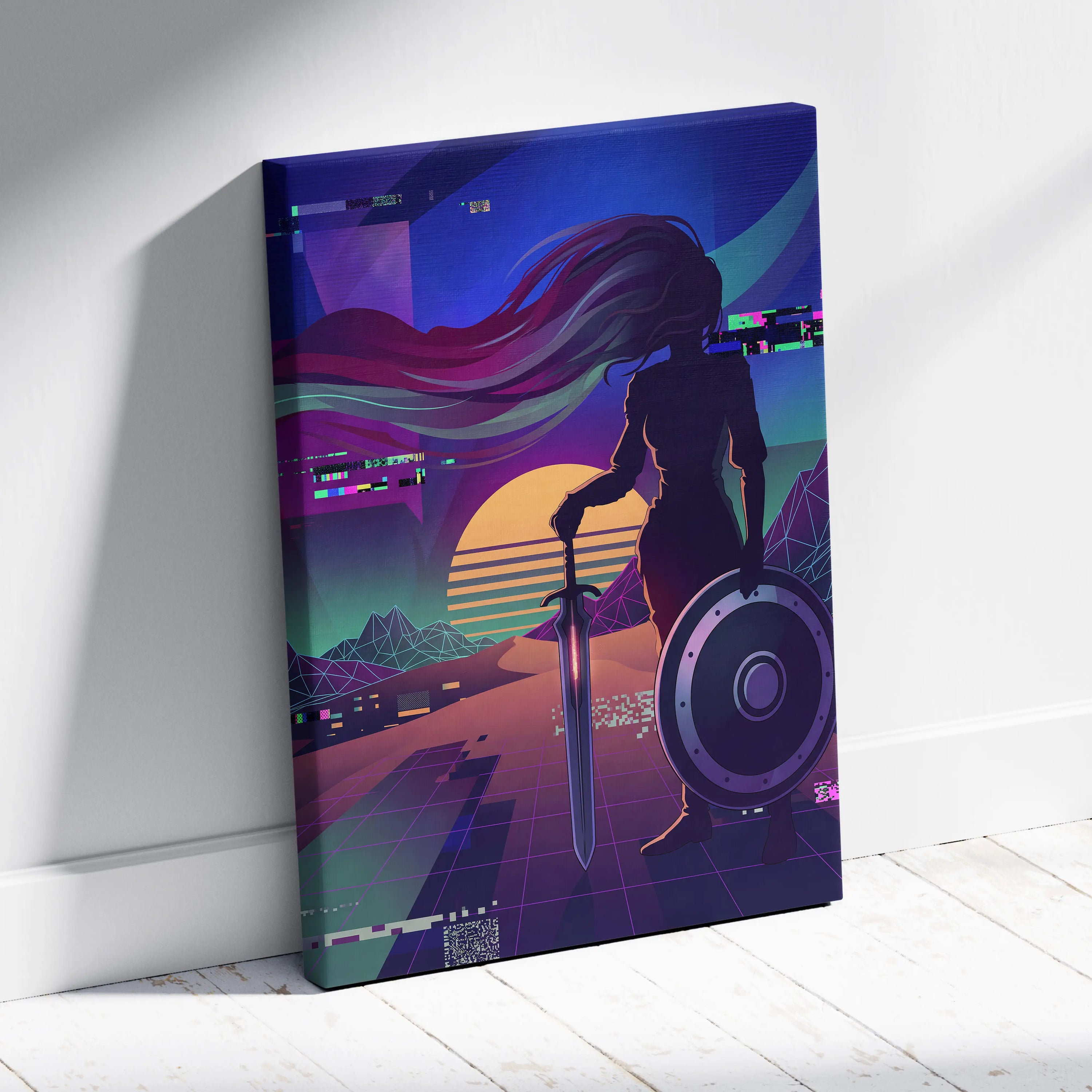 Vaporwave Neon Dream Canvas - Vaporwave Figure Neon Pink Purple Blue Living Room Decor Vaporwave Dreamy Mood Neon Neo-Retro Futurism Museum Canvas