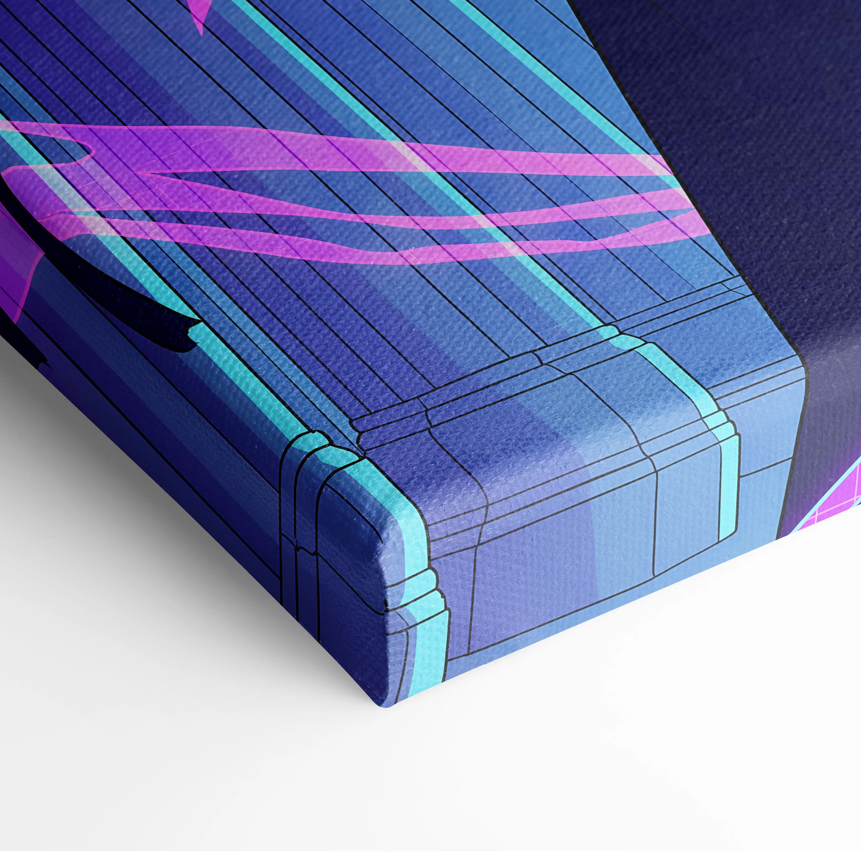 Neon Vaporwave Cathedral - Cathedral Neon Pink Purple Blue Vaporwave Dreamy Mood Retro Futurism Neon Canvas