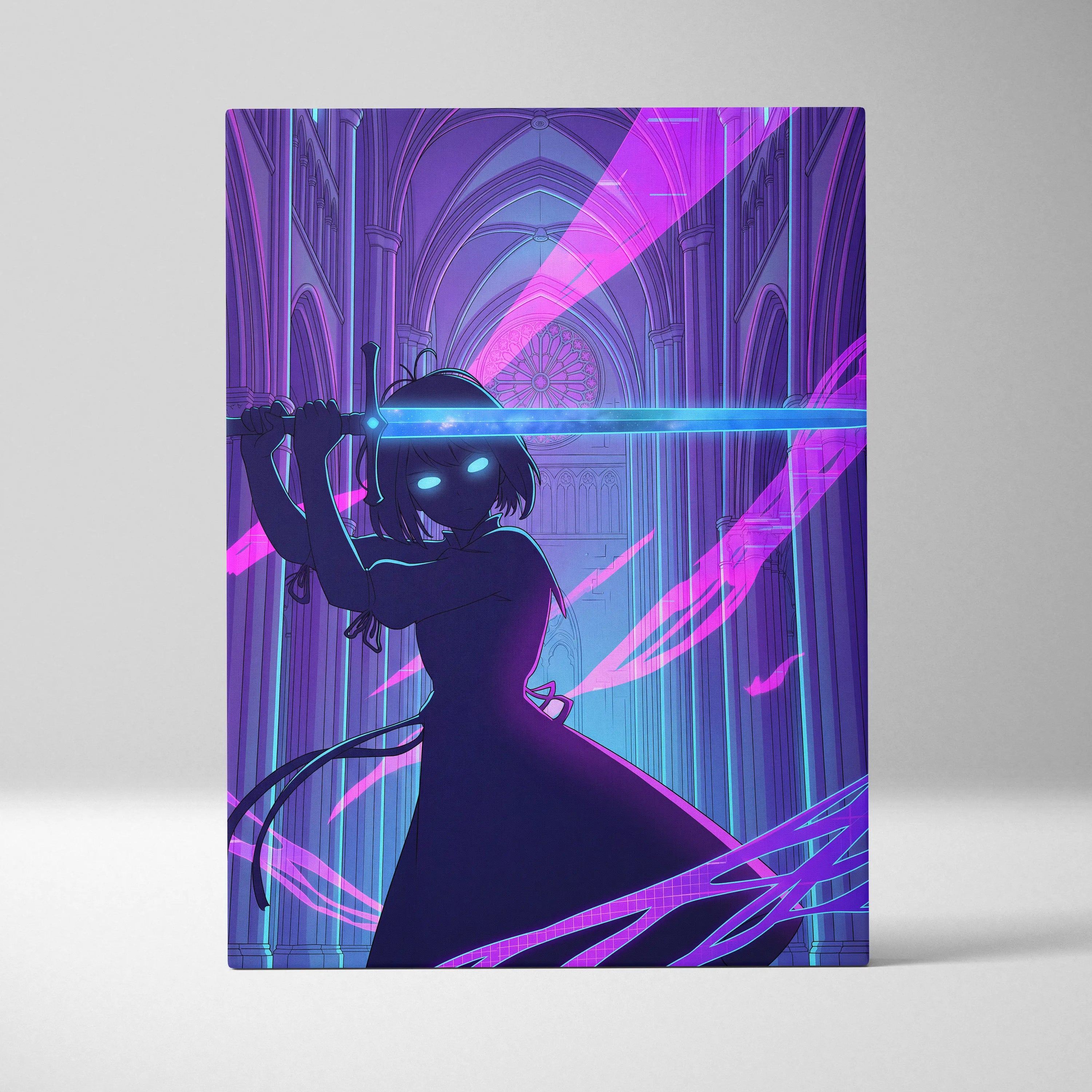 Neon Vaporwave Cathedral - Cathedral Neon Pink Purple Blue Vaporwave Dreamy Mood Retro Futurism Neon Canvas