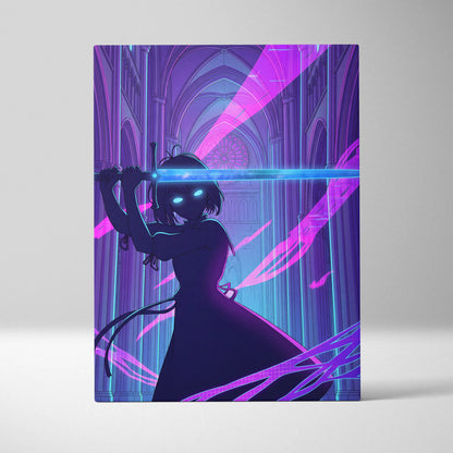 Neon Vaporwave Cathedral - Cathedral Neon Pink Purple Blue Vaporwave Dreamy Mood Retro Futurism Neon Canvas