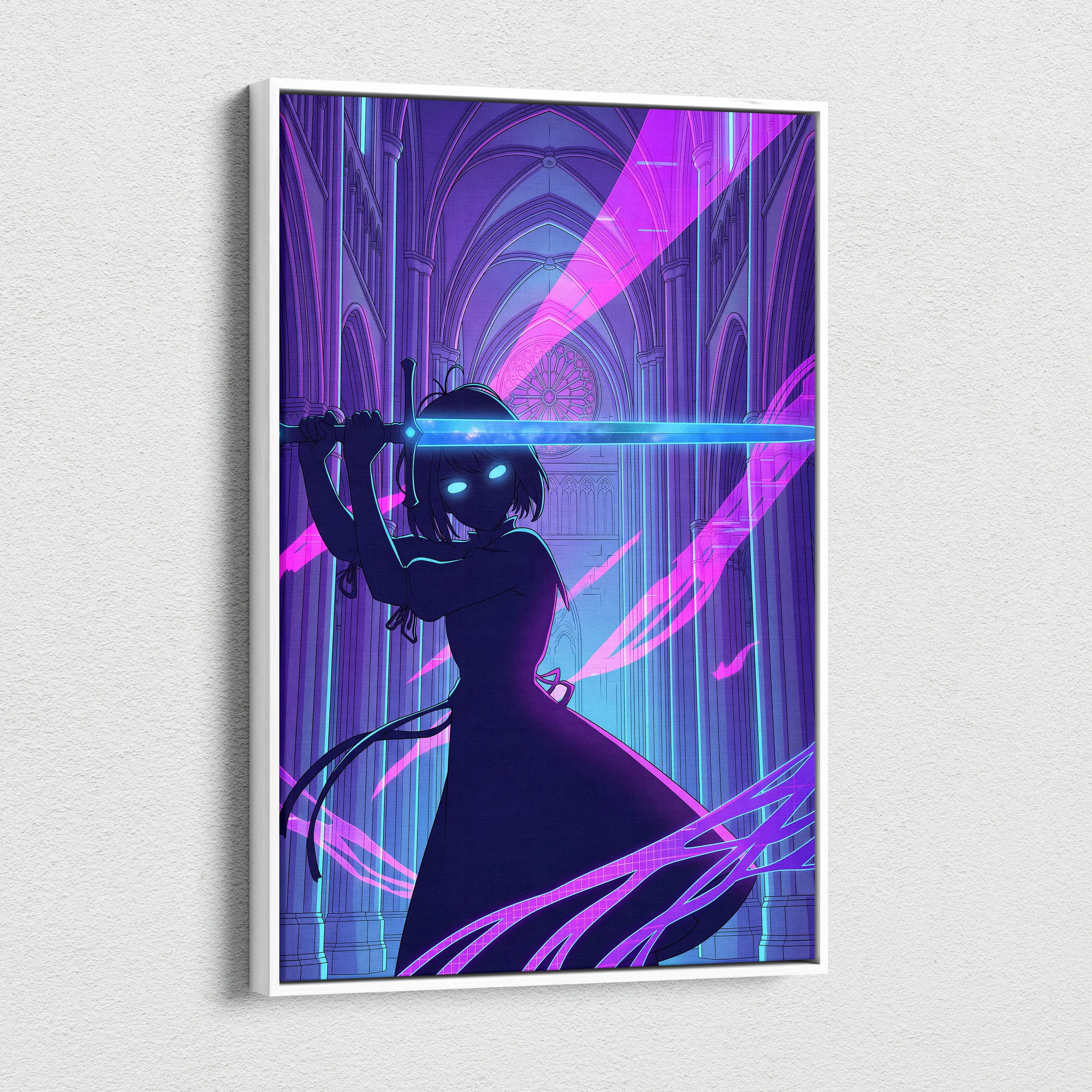 Neon Vaporwave Cathedral - Cathedral Neon Pink Purple Blue Vaporwave Dreamy Mood Retro Futurism Neon Canvas