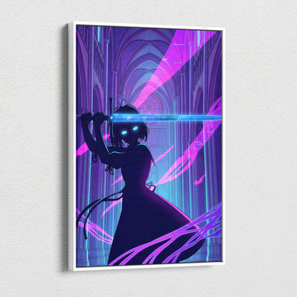 Neon Vaporwave Cathedral - Cathedral Neon Pink Purple Blue Vaporwave Dreamy Mood Retro Futurism Neon Canvas