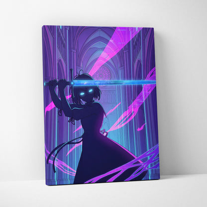 Neon Vaporwave Cathedral - Cathedral Neon Pink Purple Blue Vaporwave Dreamy Mood Retro Futurism Neon Canvas