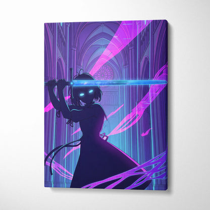 Neon Vaporwave Cathedral - Cathedral Neon Pink Purple Blue Vaporwave Dreamy Mood Retro Futurism Neon Canvas