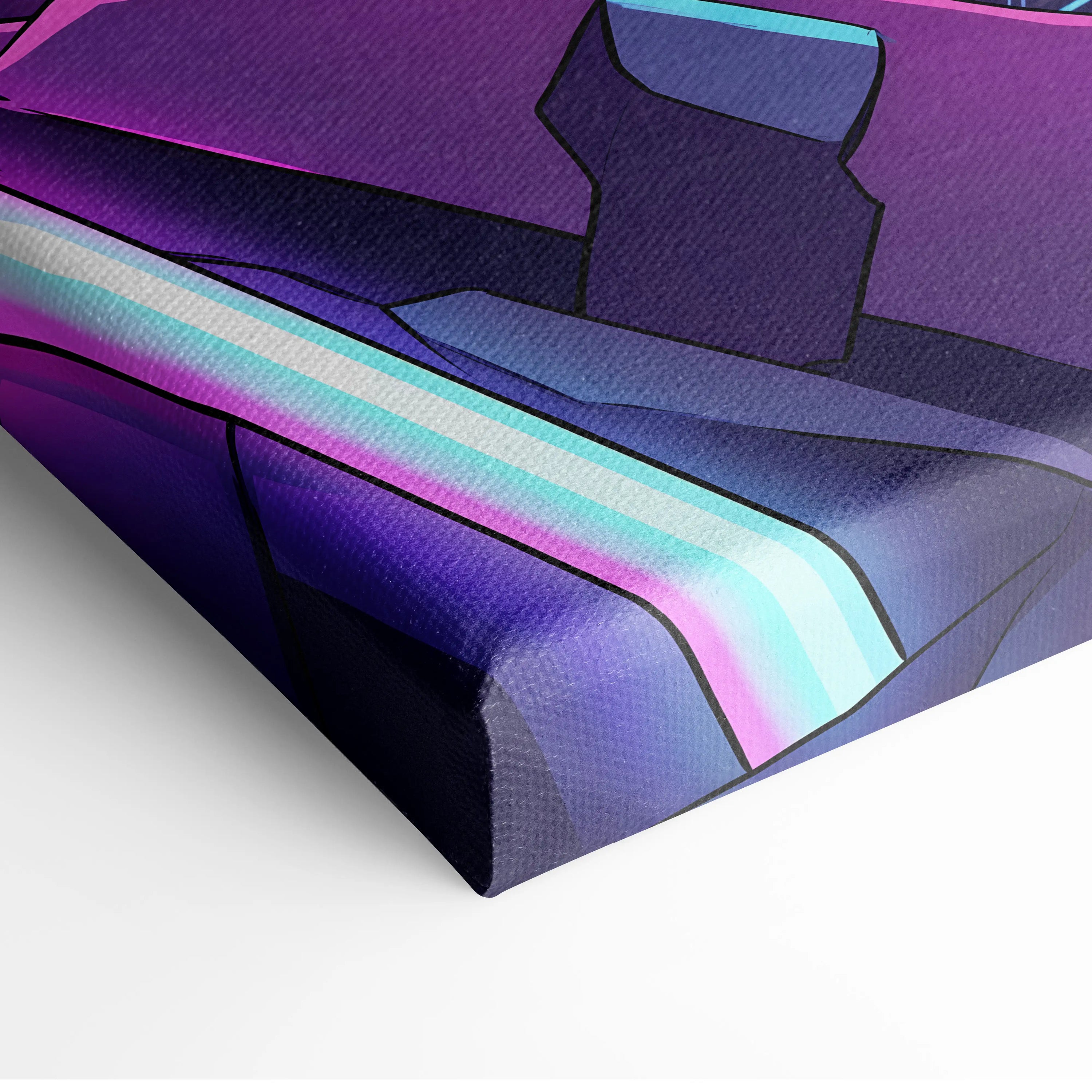 Vaporwave Neon Odyssey Canvas - Vaporwave Fantasy Neon Pink Blue Canvas Decor Retro Futurism