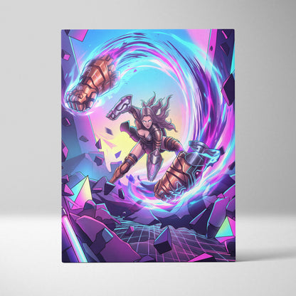 Vaporwave Neon Odyssey Canvas - Vaporwave Fantasy Neon Pink Blue Canvas Decor Retro Futurism