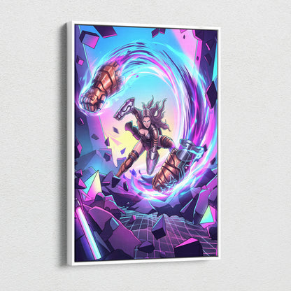 Vaporwave Neon Odyssey Canvas - Vaporwave Fantasy Neon Pink Blue Canvas Decor Retro Futurism