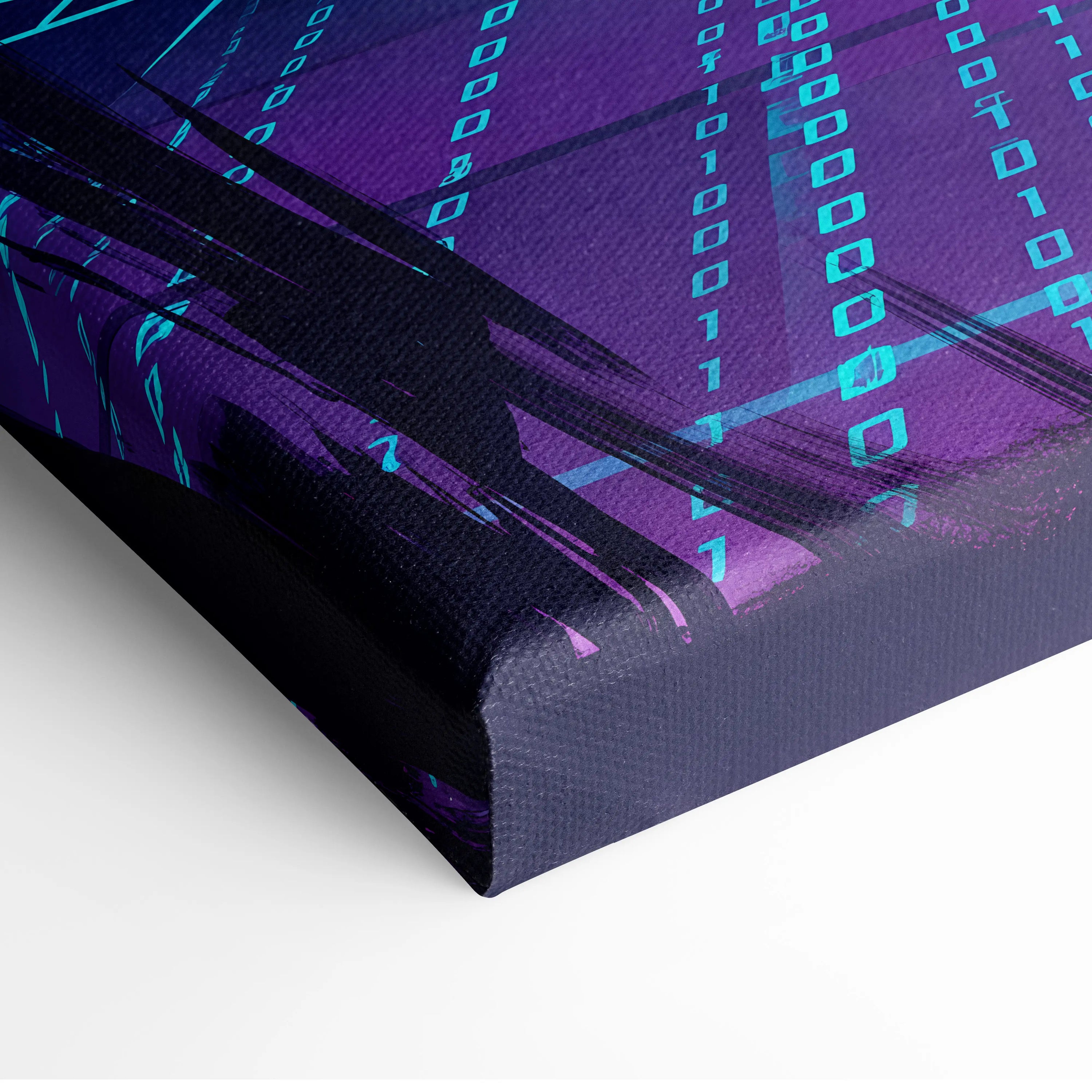 Neon Vaporwave Dragon Canvas - Dragon Neon Blues Pink Canvas Wall Art Vaporwave Mystical Neon Synthwave Canvas Print