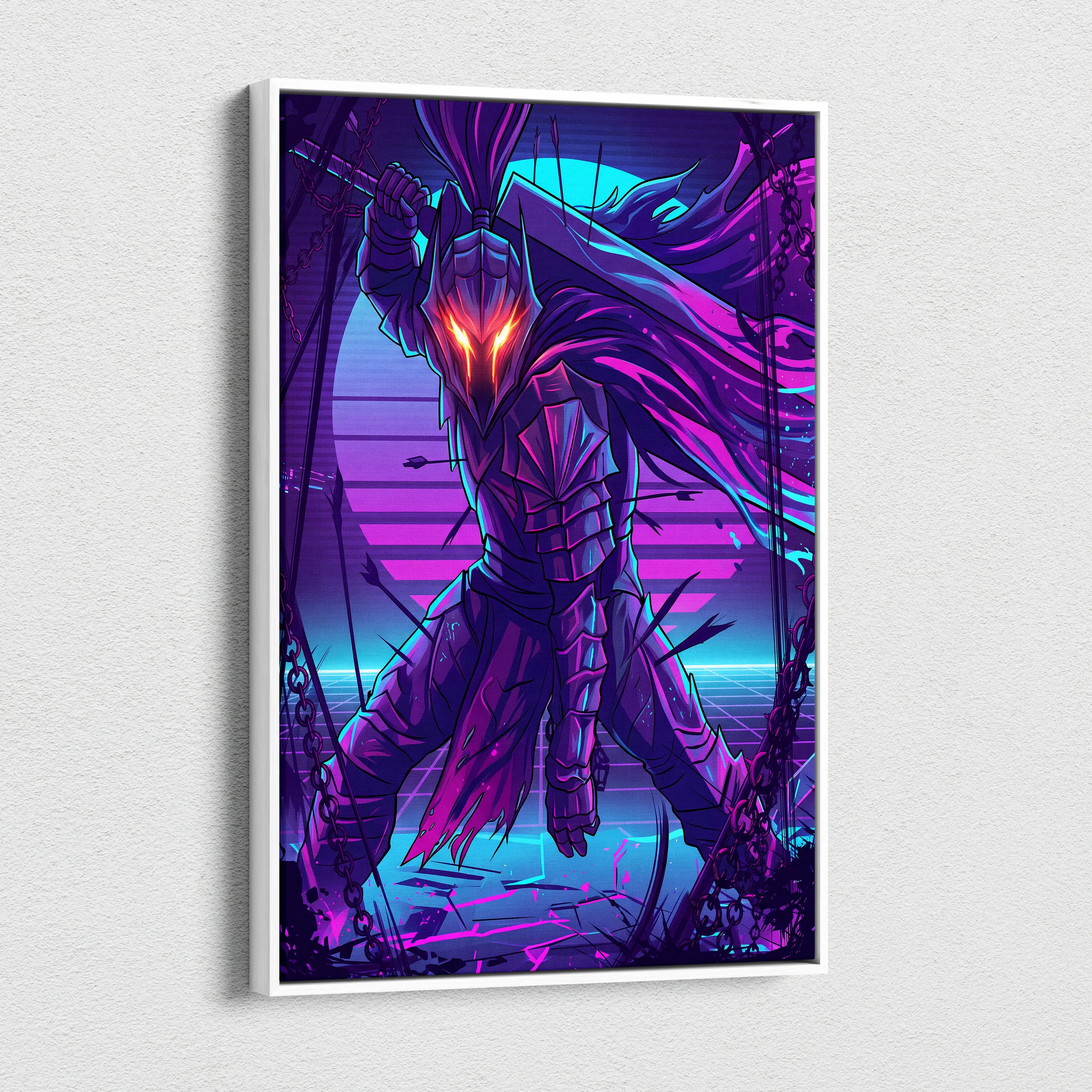 Neon Dragon Vaporwave Canvas - Neon Dragon Purple Blue Pink Cyan Living Room Vaporwave Dreamy Mood Cyberpunk Canvas