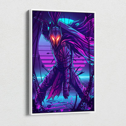 Neon Dragon Vaporwave Canvas - Neon Dragon Purple Blue Pink Cyan Living Room Vaporwave Dreamy Mood Cyberpunk Canvas