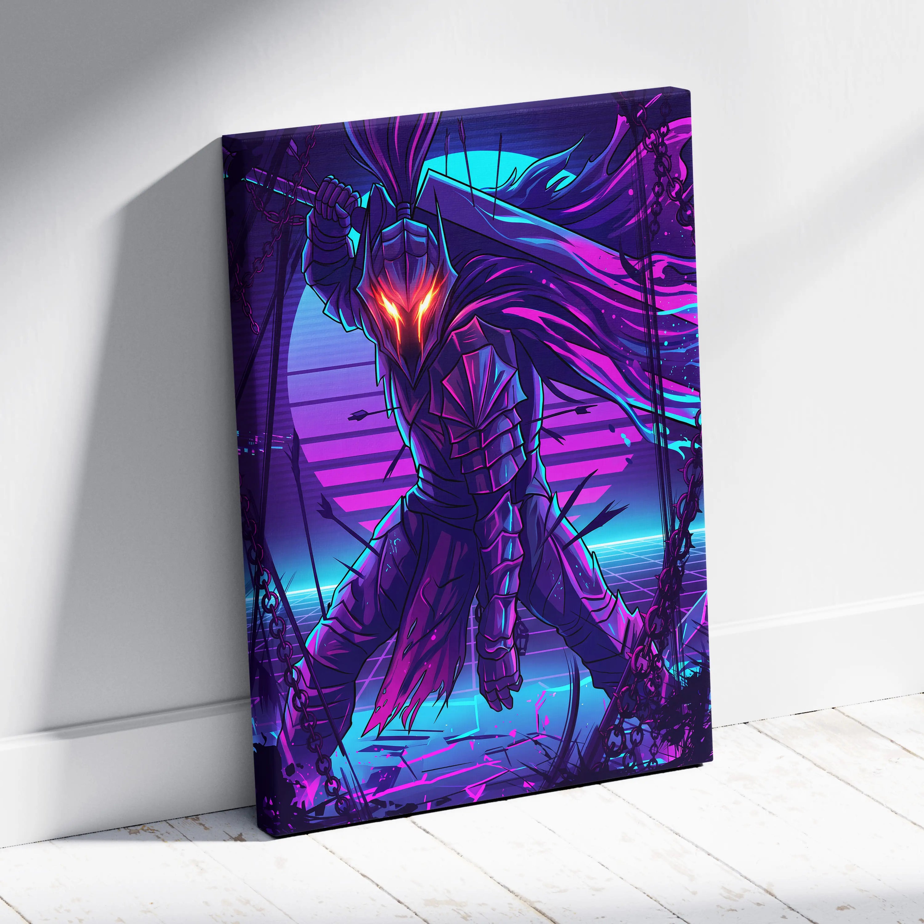 Neon Dragon Vaporwave Canvas - Neon Dragon Purple Blue Pink Cyan Living Room Vaporwave Dreamy Mood Cyberpunk Canvas
