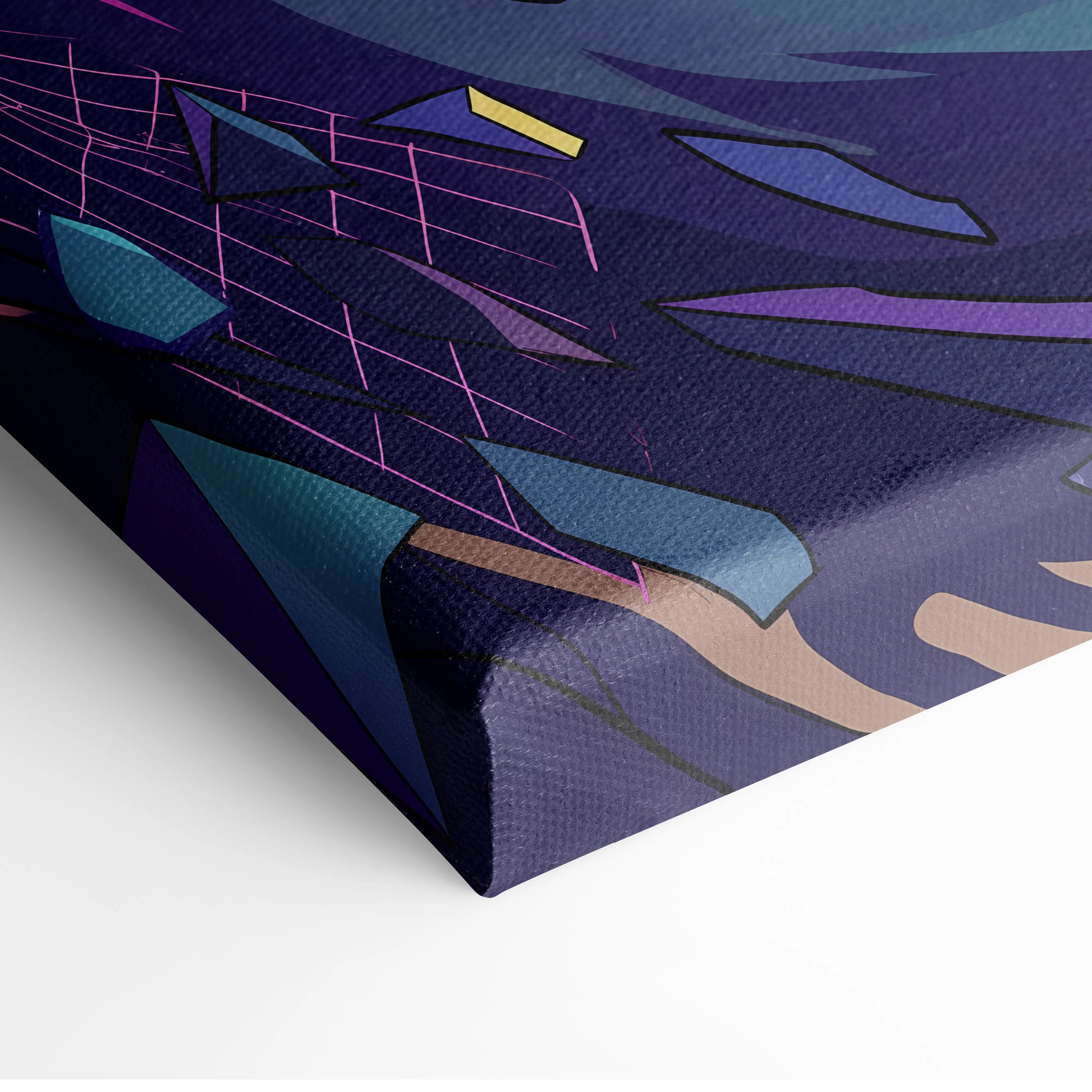 Vaporwave Neon Fantasy Canvas - Vaporwave Fantasy Neon Purple Pink Cyan Living Room Modern Dreamy Mood Wall Art Canvas