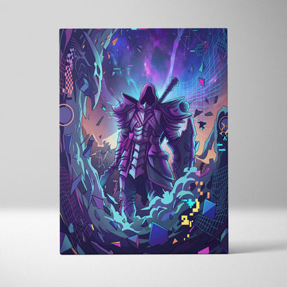 Vaporwave Neon Fantasy Canvas - Vaporwave Fantasy Neon Purple Pink Cyan Living Room Modern Dreamy Mood Wall Art Canvas